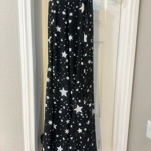 Black Star Print Wrap Maxi Skirt